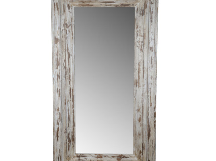 Full Length Rectangle Floor Mirror With Distressed Wood Frame - Brown