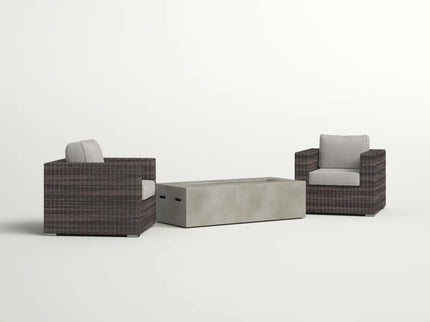 Outdoor Rattan Wicker Seating Set With Cushions 2 Person Patio Furniture - Espresso / Gray