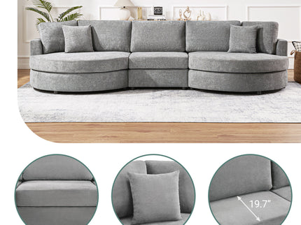 Modern 3 Seater Upholstered Sofa With Curved Design