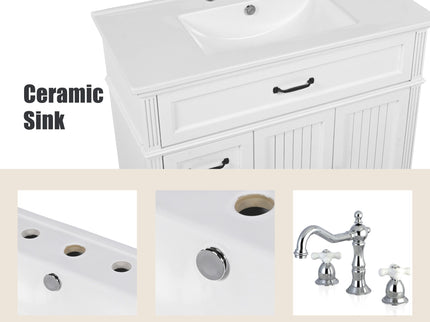 Bathroom Vanity With Sink, 2 Doors 2 Drawers, Freestanding Design