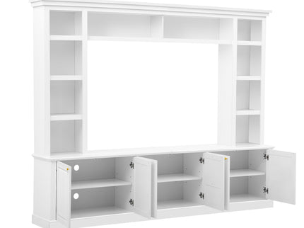 TV Stand With Bookcase, Storage Cabinet With 3 Adjustable Shelves, Living Room Entertainment Center - White