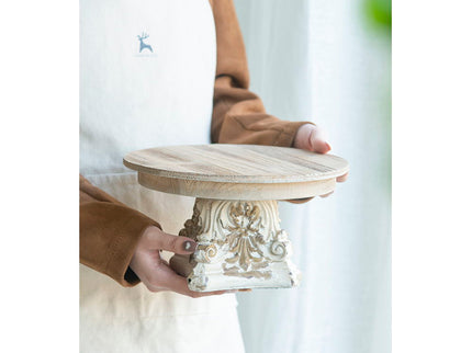 Cake Stand, Cake Plate With Magnesium Base - Cream / Brown