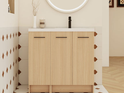 Wall Mounted Floating Bathroom Vanity With Sink, 3 Door Modular Cabinet
