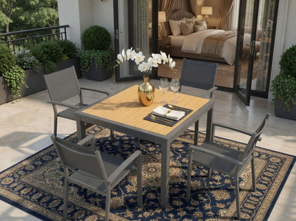 5 Piece Patio Dining Set, Table And Chairs For Outdoor Use - Gray