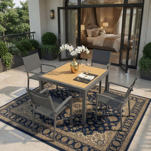 5 Piece Patio Dining Set, Table And Chairs For Outdoor Use - Gray