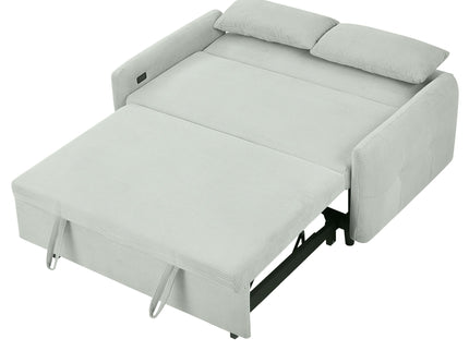 Pull-Out 2 Seat Modern Sleeper Sofa With 2 Throw Pillows And USB Ports