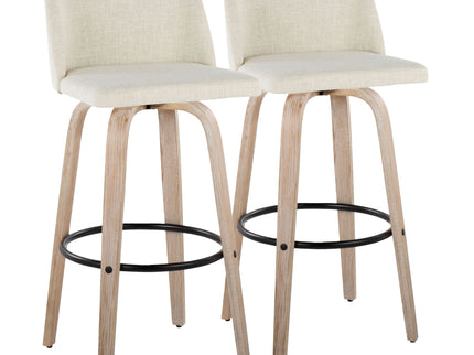 Toriano - Contemporary Fixed Height Barstool Swivel And Round Footrest (Set of 2)