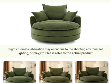 360° Swivel Accent Barrel Chair With Dual Layer Cushion And 3 Removable Pillows