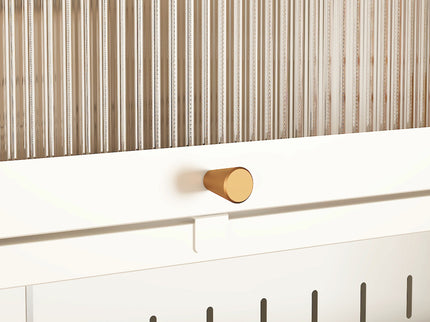 Contemporary Kitchen Pantry Cabinet With Glass Doors, Adjustable Shelves, Steel - Brushed Nickel