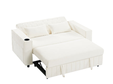 Pull-Out Sofa Bed Convertible Couch With Adjustable Backrest For Living Room