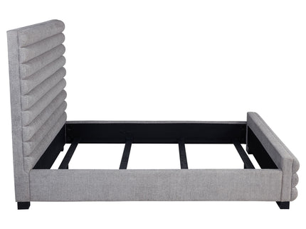 Queen Bed With Textured, And Tufted Headboard - Gray
