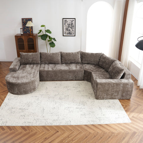 U-Shaped Oversized Modular Cloud Sectional Sofa With Deep Seat For Living Room