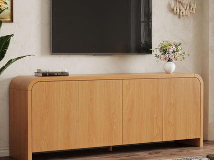 Curved Edge TV Stand With Large Cabinets