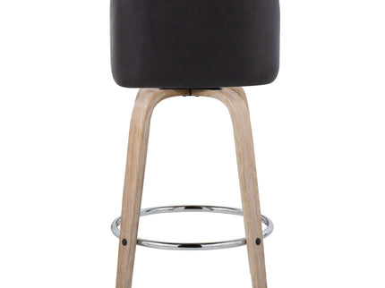 Toriano - Modern Design Fixed Height Counter Stool With Swivel With Round Footrest (Set of 2)