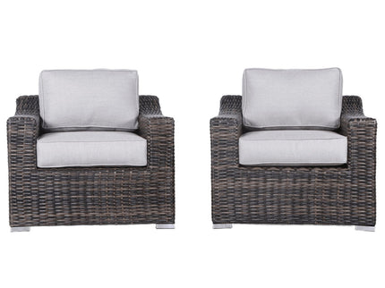 Modern Patio Chair With Cushions (Set of 2) - Brown