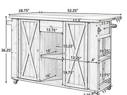 Outdoor Kitchen Island With Stainless Steel Top, Ample Storage Space, Towel And Spice Racks And A Bottle Opener