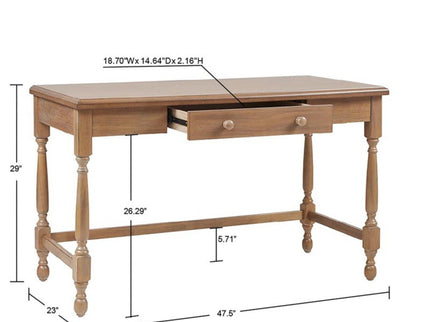 Tabitha - Desk With Drawer And Turned Legs - Natural