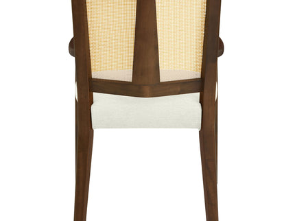 Mid Century Modern Arm Dining Chairs With Rattan Backrest