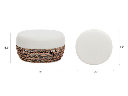 Willow - Round Upholstered Patio Ottoman