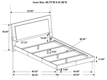 August - 6 Piece Queen Panel Bedroom Set With LED Lighting - White