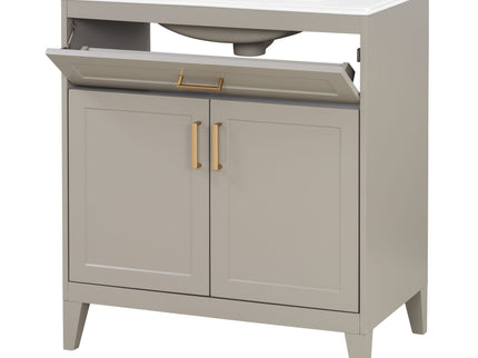 30" Bathroom Vanity With Sink Top, Soft Close Double Doors & Tip Out Drawer, Adjustable Interior Shelf, Door Mounted Organizers - Beige