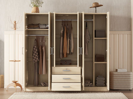 6 Doors Wardrobe Storage For Bedroom, With Big Drawers