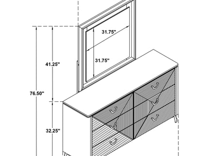 Buckley - 6 Drawer Dresser With Mirror - Gloss White