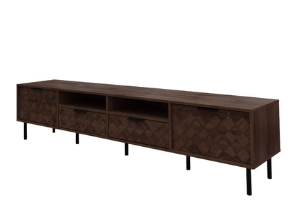 TV Stand For TVs Up To 85" With Closed Storage, Soft Closing Hinges, Living Room Entertainment Center - Walnut