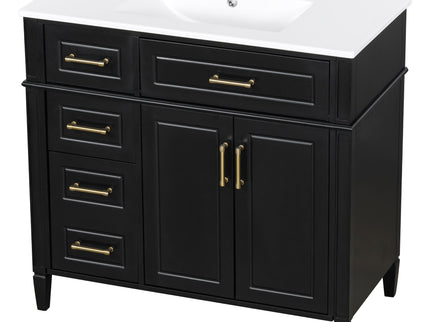 Bathroom Vanity With Sink, 4 Drawers, 2 Doors