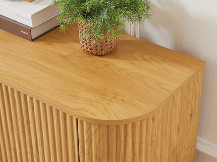 Modern Wavy TV Stand Rounded Sideboard With Storage Cabinet