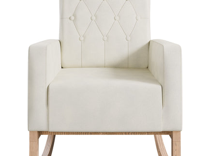 Rocker Chair With Tufted Back - Beige / Ivory