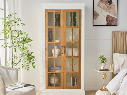 Rustic Style Display Cabinet With Glass Doors For Collectibles