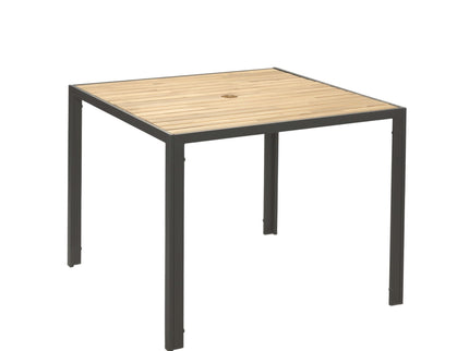 5 Piece Patio Dining Table Set, Acacia Wood Table Top With Umbrella Hole