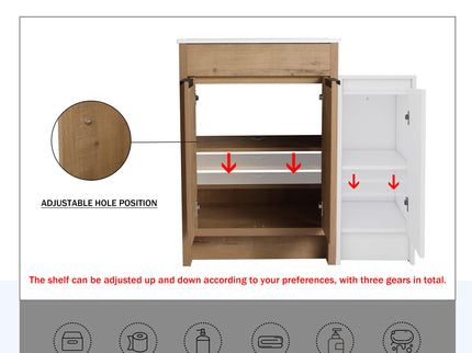 Freestanding Bathroom Vanity With Sink And Storage Cabinets, Soft Closing Doors