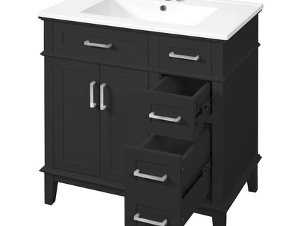 Modern Bathroom Vanity With Sink, Storage Cabinet, Soft Close Doors, Deep & Standard Drawers