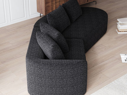 Upholstered Oversized Sectional Sofa, 4 Seater Extra Deep & Wide Curved Cloud Couch With 4 Throw Pillows For Living Room - Black