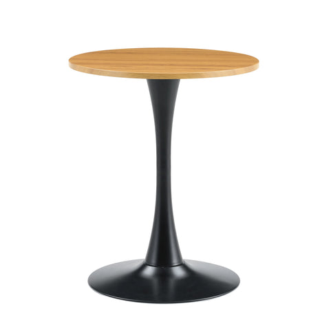 Round Dining Table With Faux Wood Top And Metal Pedestal, 23.6" Circle Table For Kitchen, Living Room, Small Spaces