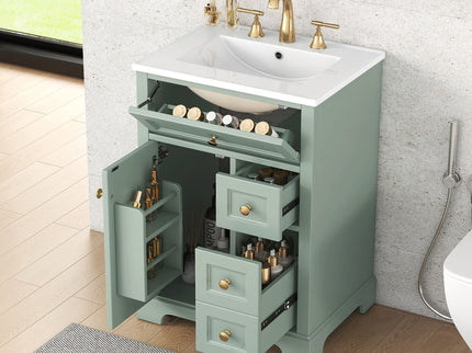 Modern Bathroom Vanity With Sink, 3 Drawers & Cabinet With 2 Tier Door Storage
