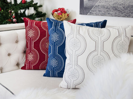 Holiday Throw Pillow With Snowflake Embroidery