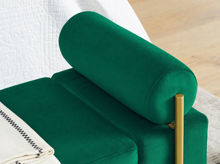 Elegant Upholstered Storage Bench With Cylindrical Arms And Iron Legs,