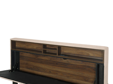Upholstered Platform Bed With Storage Headboard, Trundle & 2 Drawers And A Set Of Sockets & USB Ports