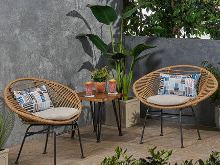 Cordella - Outdoor Woven Wicker Chairs With Cushions, (Set of 2)