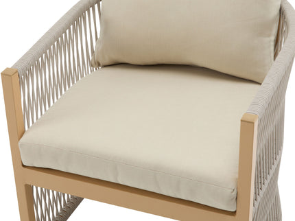 Modern Curved Aluminum Lounge Chair With Stylish Rope Weave Design And Cushioned Comfort For Outdoor