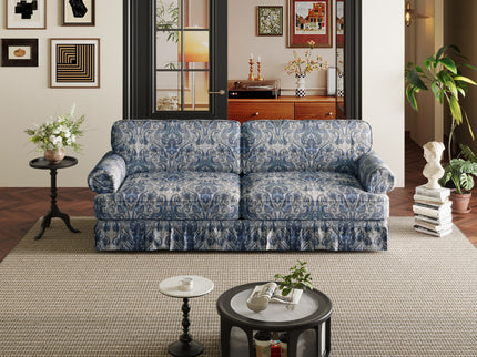 Luxuriously Comfortable Cloud Couch Sofa With Elegant Rolled Arms & Pleated Skirt Design