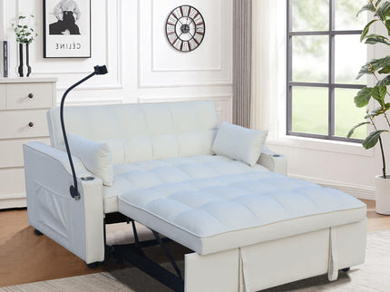 Modern Loveseat Futon Sofa With Pullout Bed, Adjustable Reclining Backrest, Toss Pillows