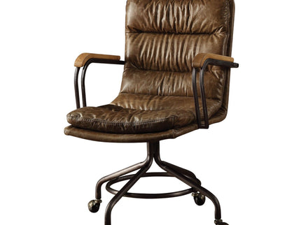 Harith - Vintage Top Grain Leather Office Chair - Brown