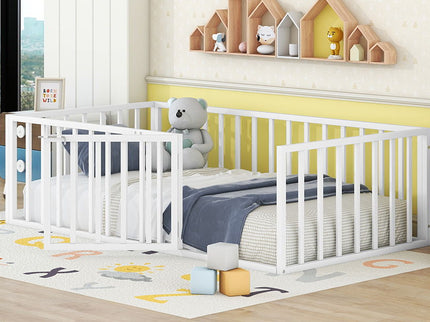 Metal Floor Bed Frame With Fence And Door