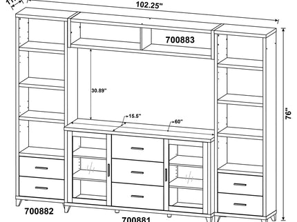 Barnaby - 4 Piece Rectangular Entertainment Center - Cappuccino