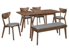Dark Brown / 6 Pc. Table, 4 Chairs, Bench