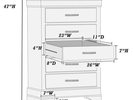 1 Piece Chest With Unique Drawers - Gray